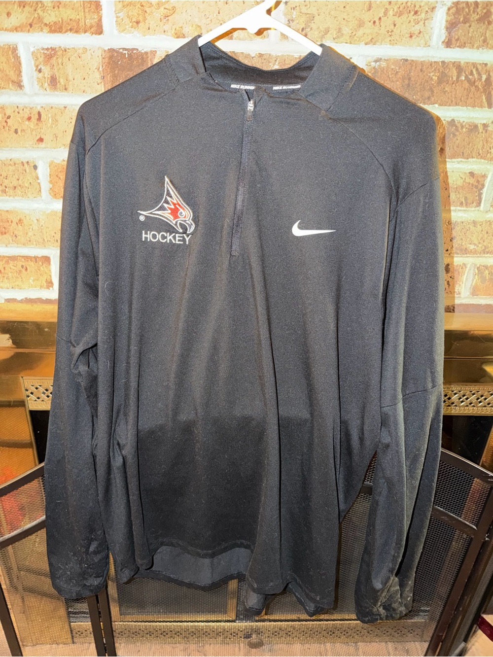 Nike Black Hockey Quarter-Zip Pullover with White Swoosh